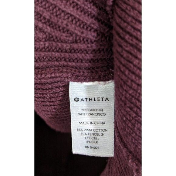 Athleta Pima Cotton Blend Crewneck Knit Asymmetrical Hem Sweater Size Medium - Picture 7 of 8